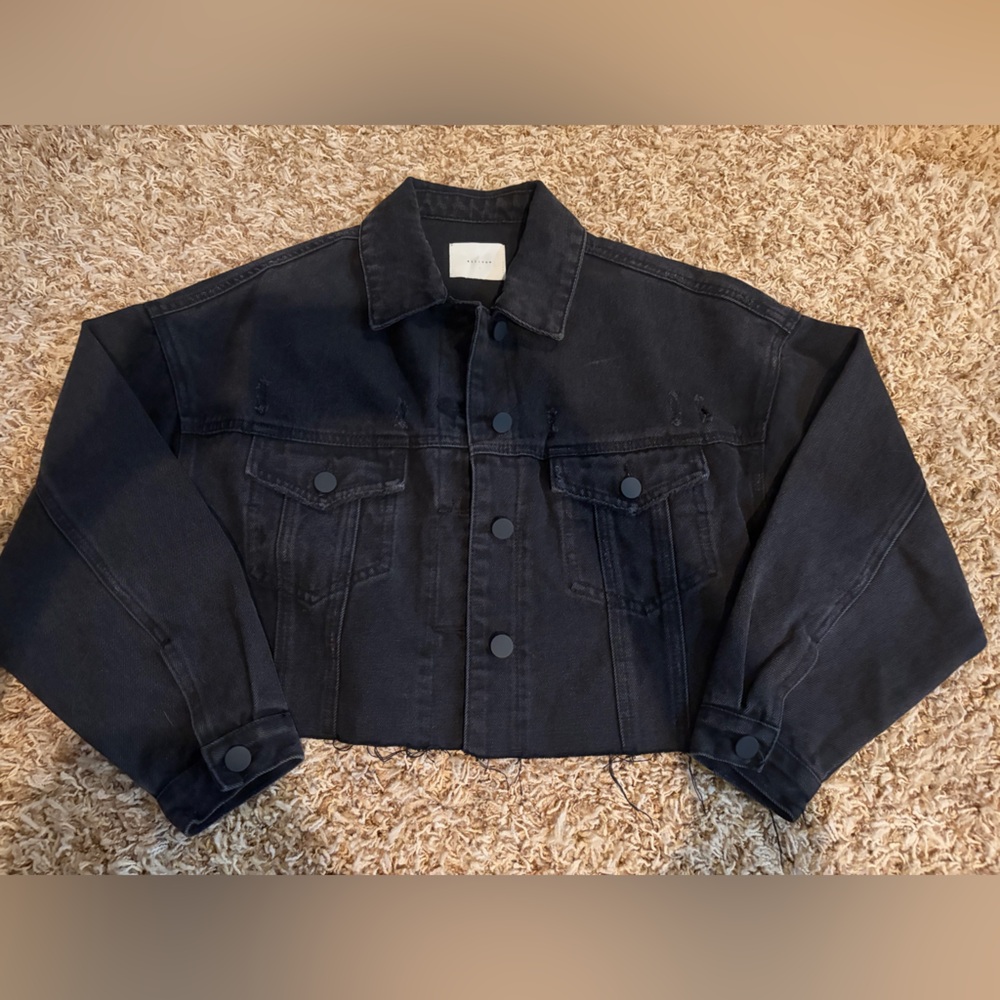 Black denim cropped jacket